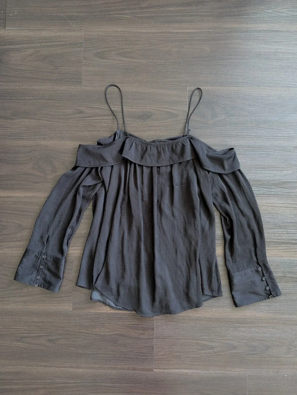 Free People Black Off The Shoulder Top Blouse Top Boho Goth Fall Going Out Small
